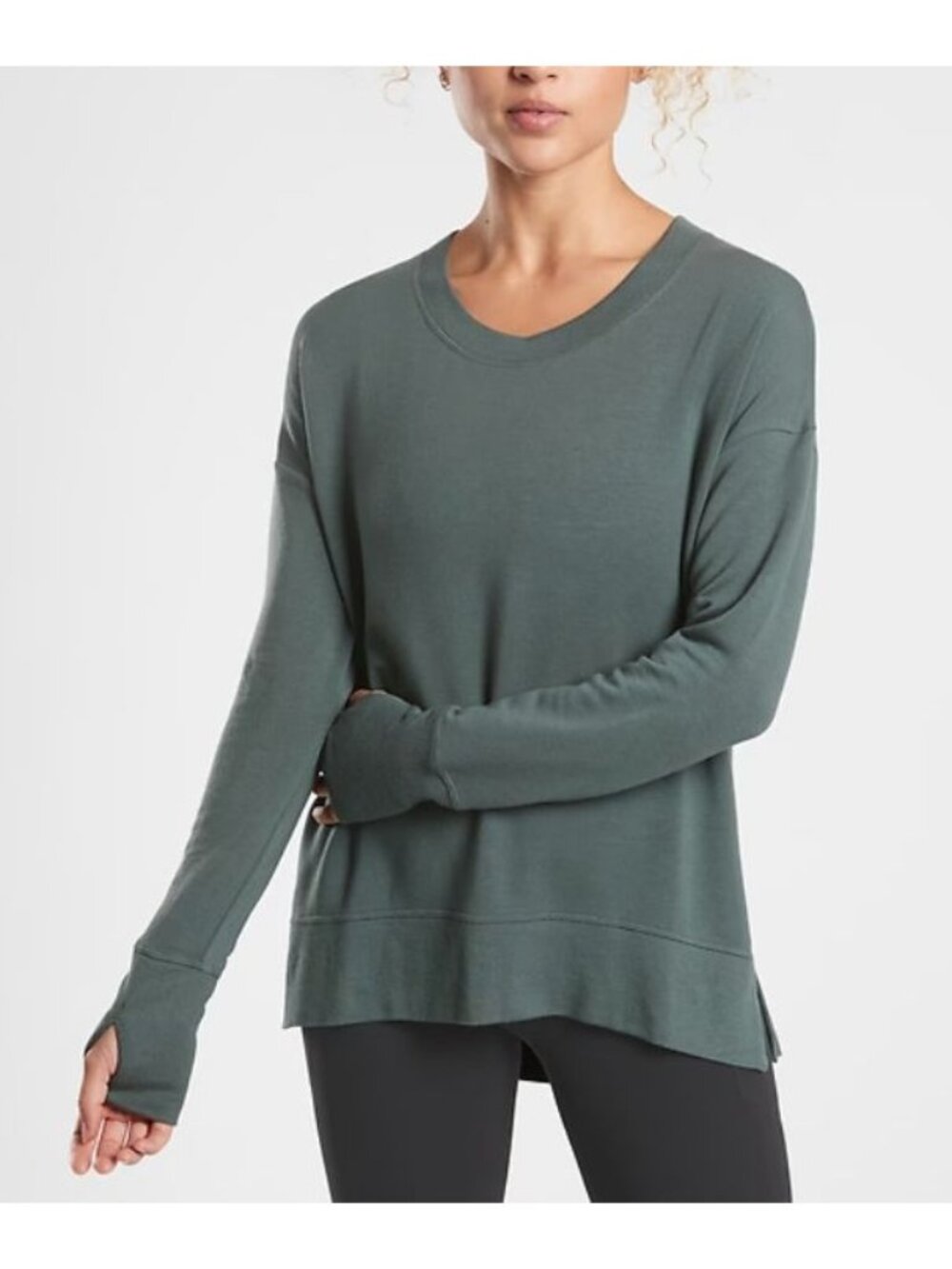 ATHLETA coaster luxe pullover sweatshirt in gray green size S